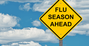 Alert sign indicating flu season ahead