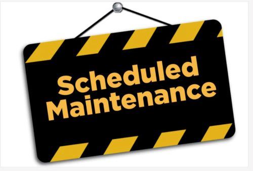 sign saying scheduled maintenance