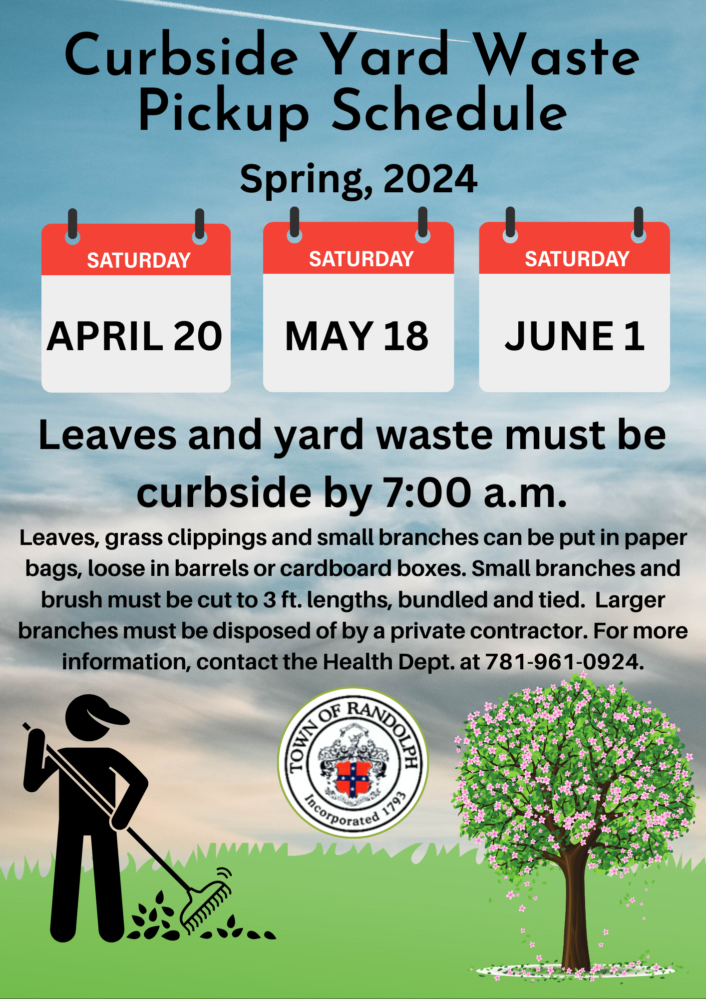 Spring Curbside Yard Waste Pickup Schedule, April 20th, May 18th, June 1st