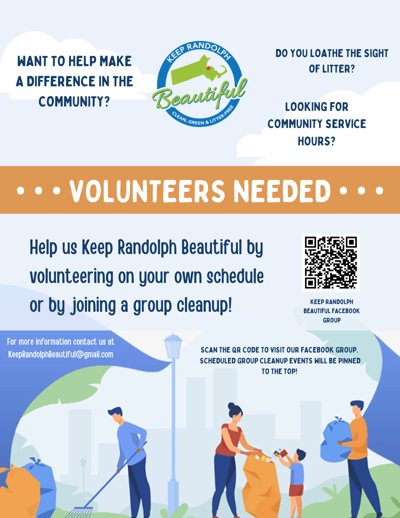 Hate the sight of litter? Join our Town cleanup group. Contact us at keeprandolphbeautiful@gmail.com